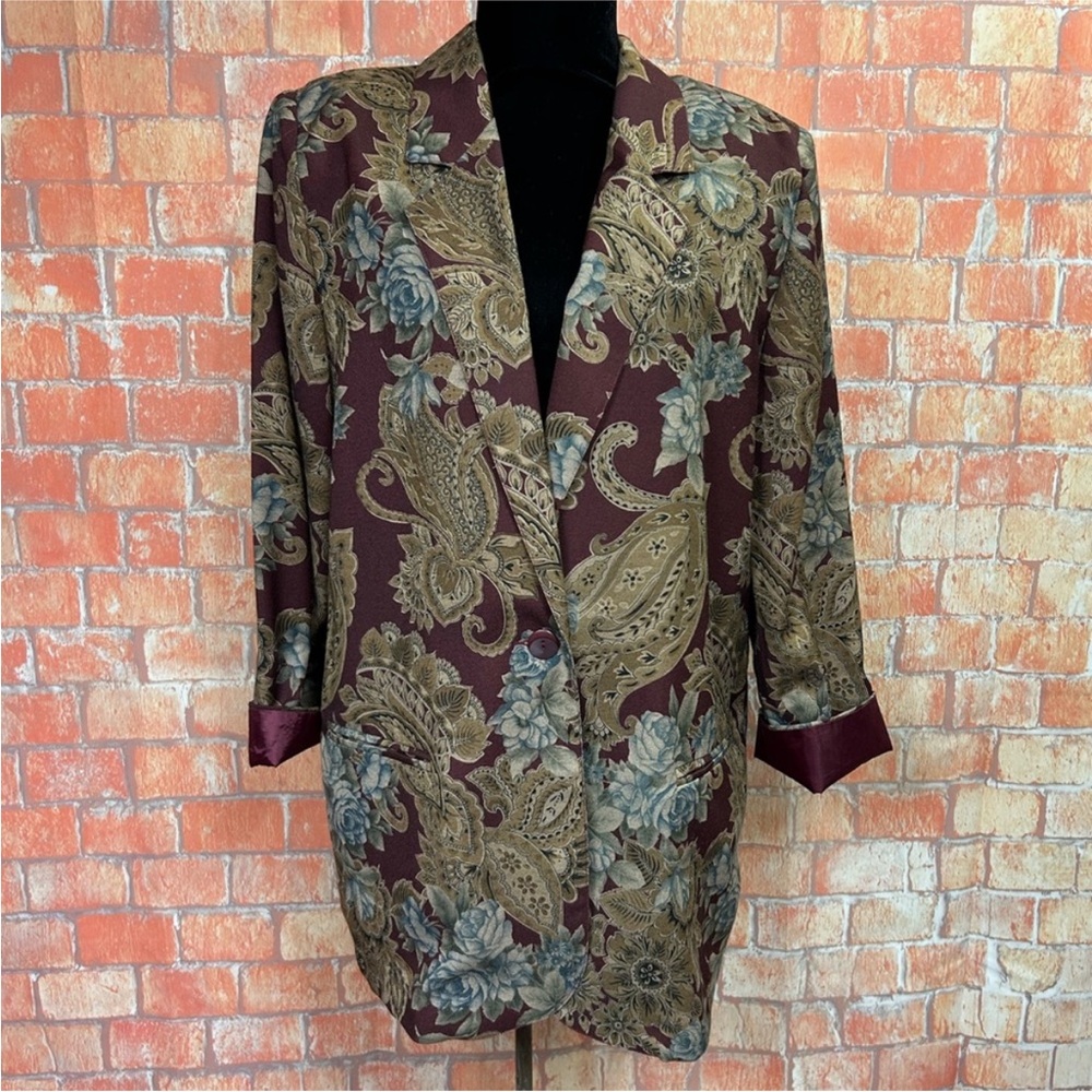 Liz Baker Essentials Vintage 80’s Floral Paisley‎ Oversized Blazer
